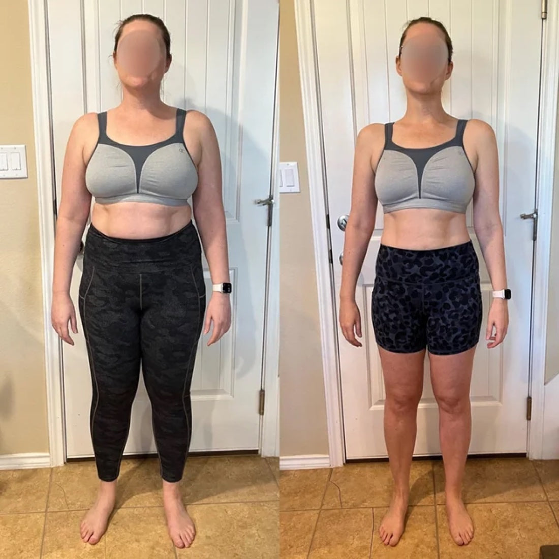 Before and after, 21 days apart.